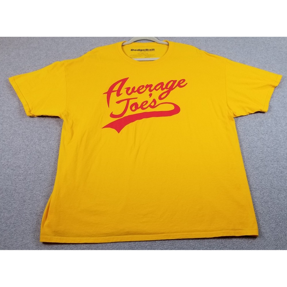 DodgeBall T-Shirt Mens 2XL XXL Yellow Average Joes Movie Promo Graphic Tee